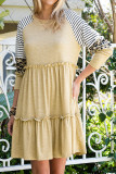 High Waisted Round Neck Leopard Print Dress
