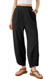 Loose Casual Solid Color Cropped Pants