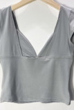 V-Neck Low Cut Solid Color Slim Fit T-Shirt