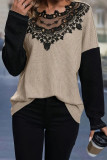 Lace Patchwork Hollow Loose Long Sleeved Top