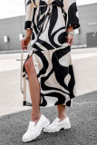 Loose Printed Long Sleeved Shirt Dress