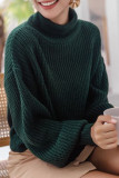 Half High Neck Knitted Lantern Sleeve Sweater