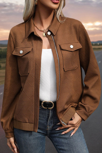 Texture Inspired Casual Zipper Jacket