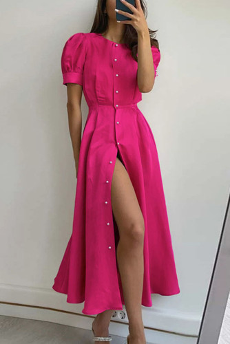 High Waisted Cardigan Button Up Dress