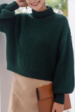 Half High Neck Knitted Lantern Sleeve Sweater