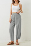 Loose Casual Solid Color Cropped Pants