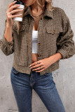 Checkered Lapel Long Sleeved Short Jacket