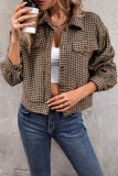 Checkered Lapel Long Sleeved Short Jacket
