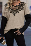 Lace Patchwork Hollow Loose Long Sleeved Top