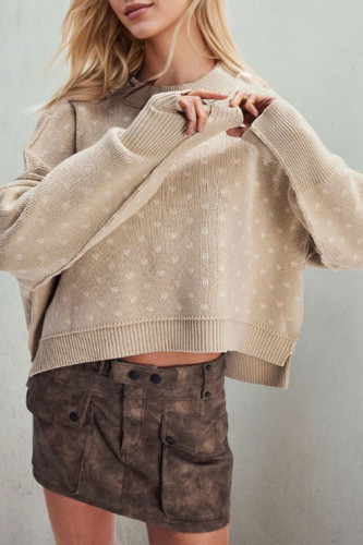 Love Printed Round Neck Knitted Sweater