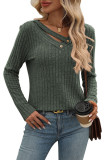 Casual V-Neck Button Knit T-Shirt