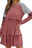 High Waisted Round Neck Leopard Print Dress