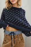Love Printed Round Neck Knitted Sweater