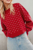 Love Printed Round Neck Knitted Sweater