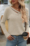 Casual V-Neck Button Knit T-Shirt