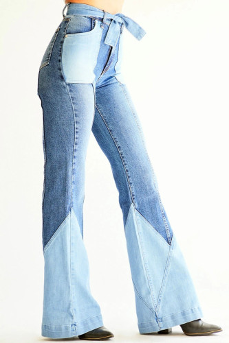 Retro High Waisted Denim Bell Bottom Pants