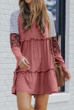 High Waisted Round Neck Leopard Print Dress