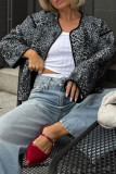Retro Leopard Print Round Neck Short Jacket