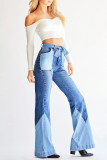 Retro High Waisted Denim Bell Bottom Pants