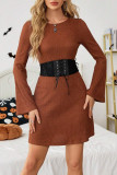 Bareback Bow Trumpet Sleeve Dress