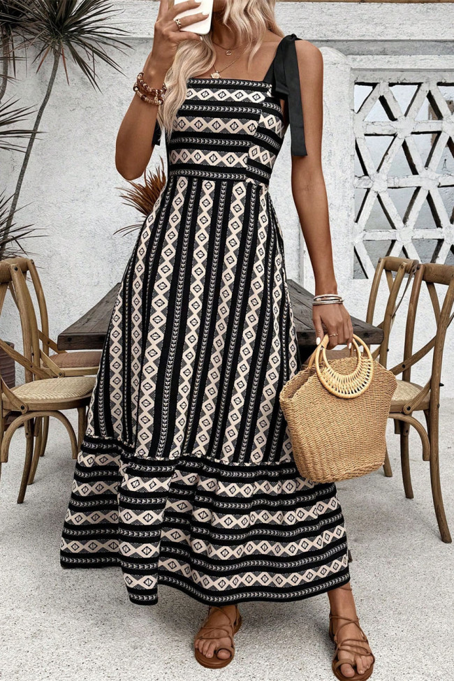 Ethnic Style Printed Sleeveless Dress