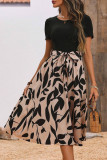Printed Long Sleeved Round Neck Dress