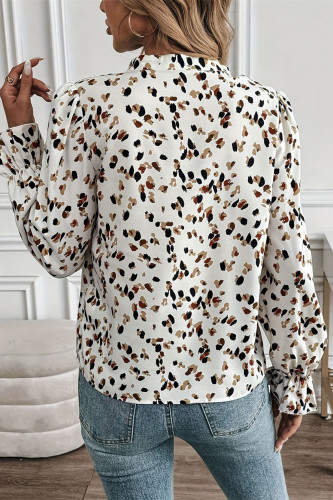 Fashionable Printed Lantern Long Sleeve Shirt
