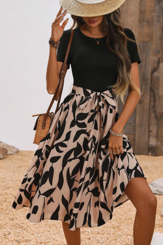 Printed Long Sleeved Round Neck Dress