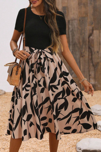Printed Long Sleeved Round Neck Dress