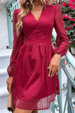 Hollow V-Neck Long Sleeved Dress