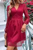 Hollow V-Neck Long Sleeved Dress
