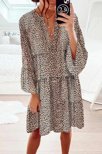 Leopard Print V-Neck Loose Dress