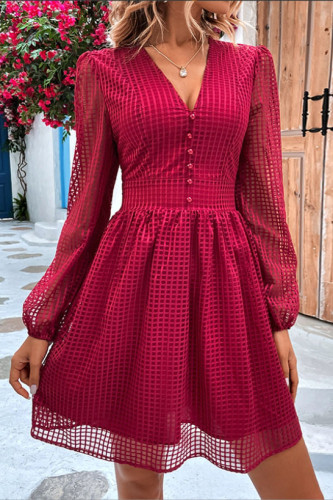 Hollow V-Neck Long Sleeved Dress