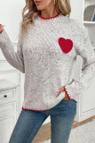 Half High Collar Love Pattern Sweater