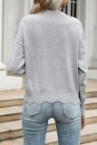 Loose Long Sleeved Grey Lace Sweater