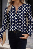 Geometric Print V-Neck Long Sleeved Shirt