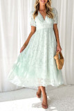 High Waisted Lace Short Sleeved Dress
