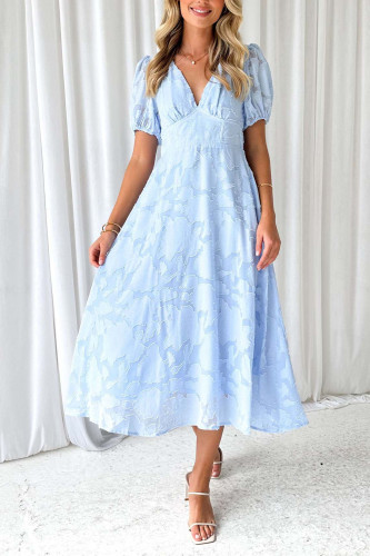 High Waisted Lace Short Sleeved Dress