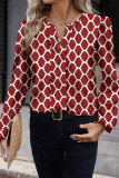 Geometric Print V-Neck Long Sleeved Shirt