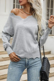 Loose Long Sleeved Grey Lace Sweater