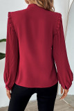 Pleated Long Sleeved Bow Collar Shirt