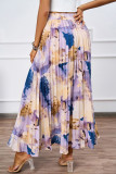 High End Oil Painting Printed Pleated Skirt