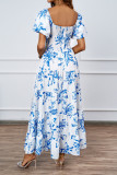 Flower Hollowed Out Off Shoulder Printed Dress