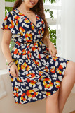 Large Size Print Loose Short Sleeve Dress