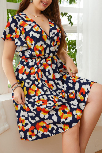 Large Size Print Loose Short Sleeve Dress
