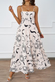 Flower Printed Back Hanging Sleeveless Dress