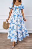 Flower Hollowed Out Off Shoulder Printed Dress