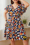 Large Size Print Loose Short Sleeve Dress