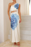 Lace Printed Off Shoulder Sleeveless Dress