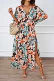 Floral Print V-Neck Short Sleeved Dress